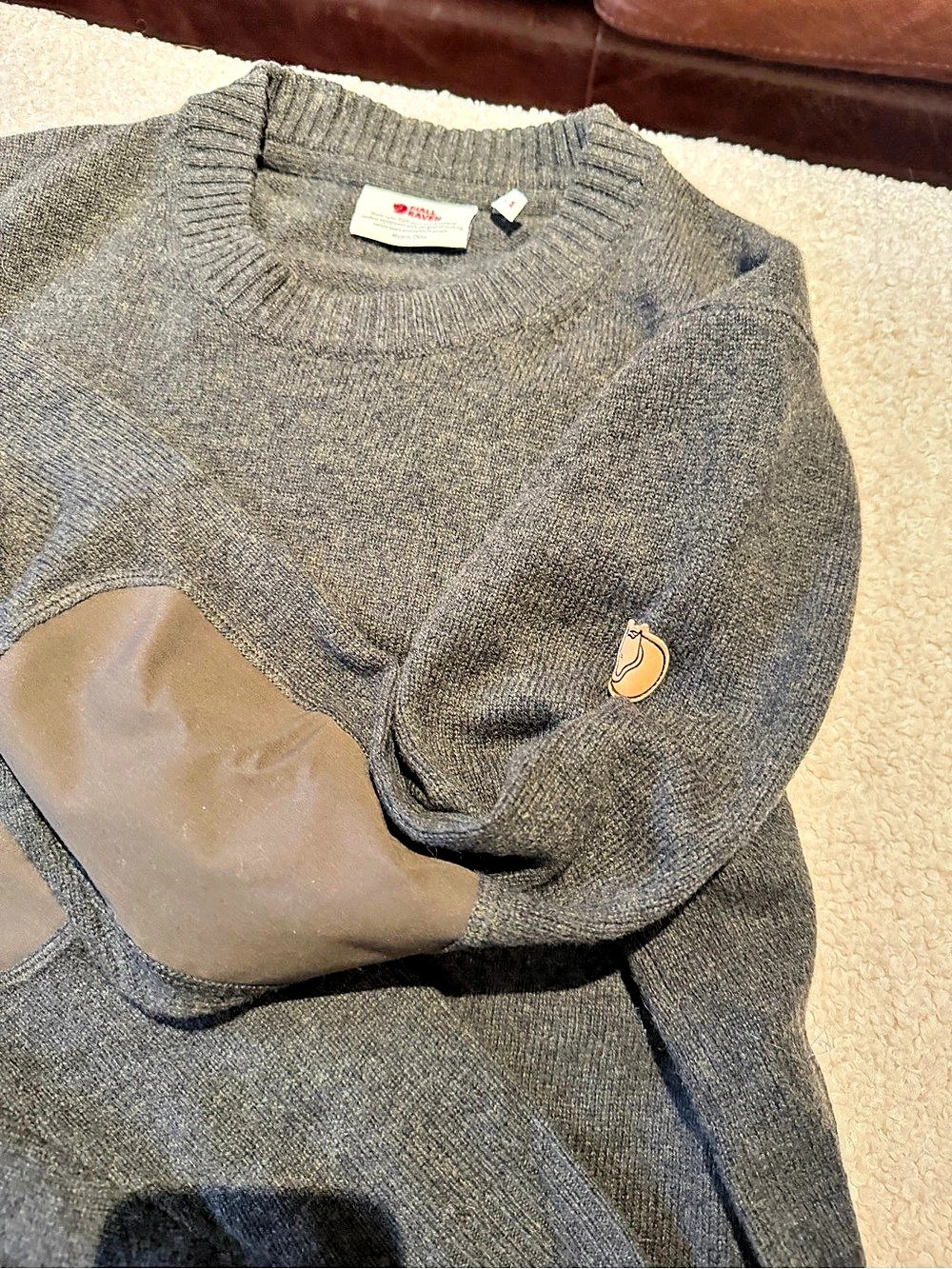 Fjällräven Övik Round-neck Sweater Medium Gray/Olive Crewneck Medium